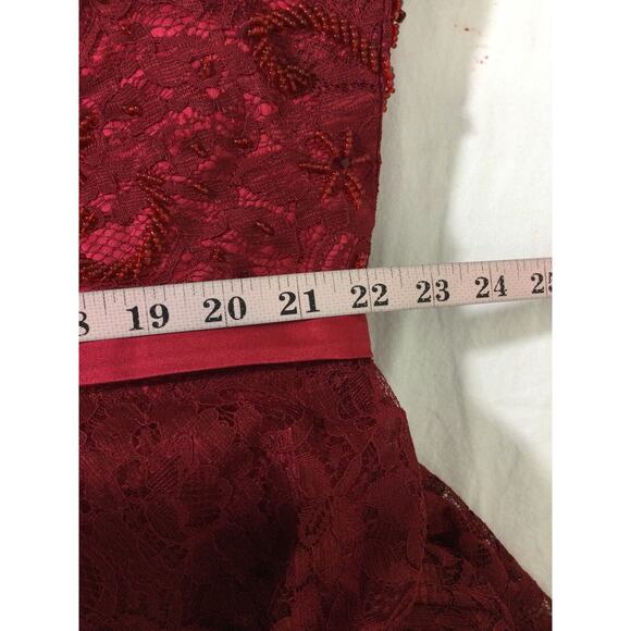 FORMAL SZ 22 3x plus red lace beaded embroidered hi low lace up dress NEW B149 - Picture 6 of 8